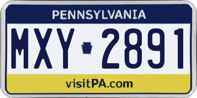 PA license plate MXY2891