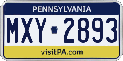 PA license plate MXY2893