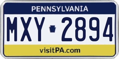 PA license plate MXY2894
