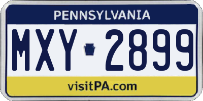 PA license plate MXY2899