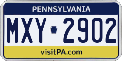 PA license plate MXY2902