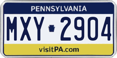 PA license plate MXY2904