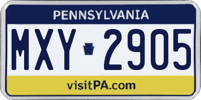 PA license plate MXY2905