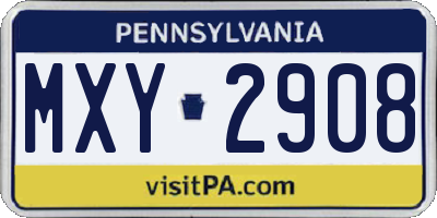 PA license plate MXY2908