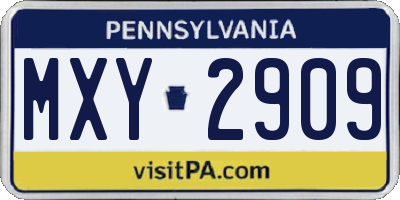 PA license plate MXY2909