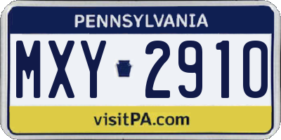 PA license plate MXY2910