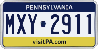 PA license plate MXY2911
