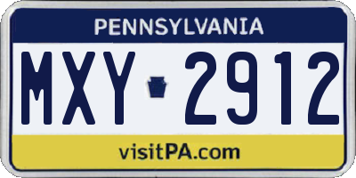 PA license plate MXY2912