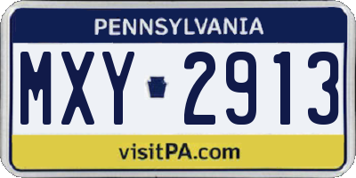PA license plate MXY2913