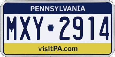 PA license plate MXY2914