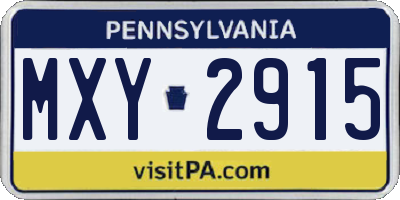 PA license plate MXY2915
