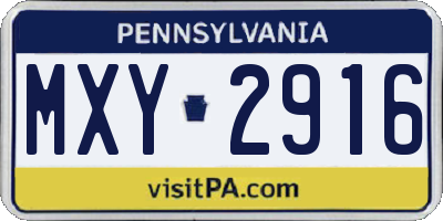 PA license plate MXY2916