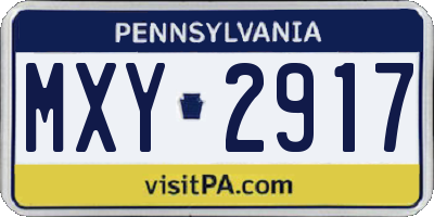 PA license plate MXY2917