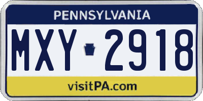 PA license plate MXY2918