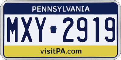 PA license plate MXY2919