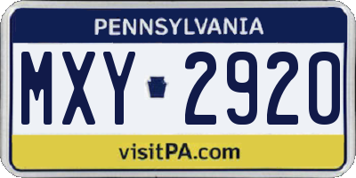 PA license plate MXY2920