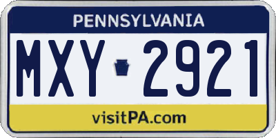 PA license plate MXY2921