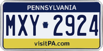 PA license plate MXY2924