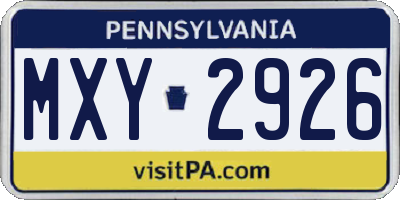 PA license plate MXY2926