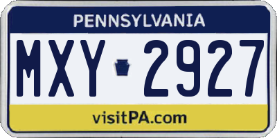 PA license plate MXY2927