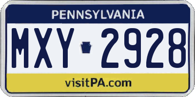 PA license plate MXY2928