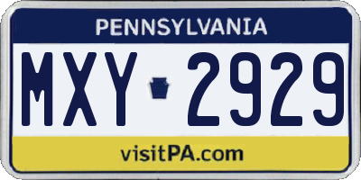 PA license plate MXY2929