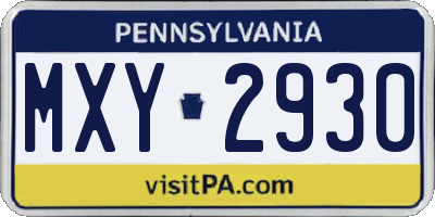 PA license plate MXY2930