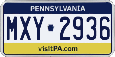 PA license plate MXY2936