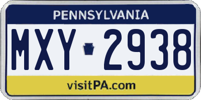 PA license plate MXY2938