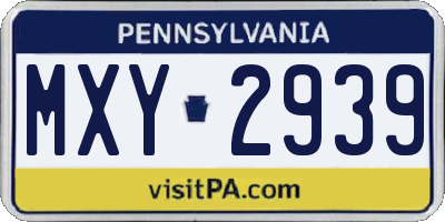 PA license plate MXY2939