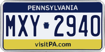PA license plate MXY2940