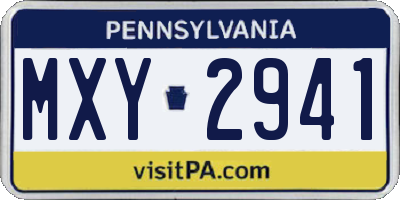 PA license plate MXY2941