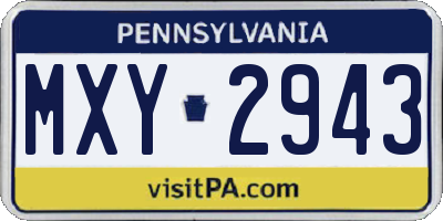 PA license plate MXY2943