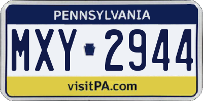 PA license plate MXY2944