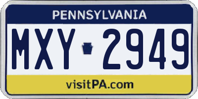 PA license plate MXY2949
