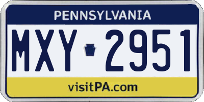 PA license plate MXY2951