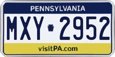 PA license plate MXY2952