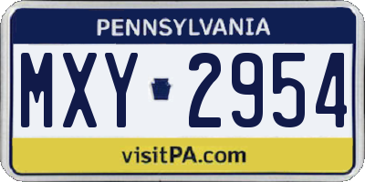 PA license plate MXY2954