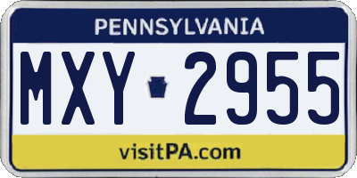 PA license plate MXY2955