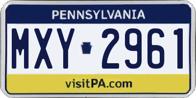PA license plate MXY2961