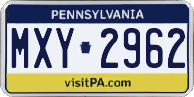 PA license plate MXY2962