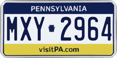PA license plate MXY2964