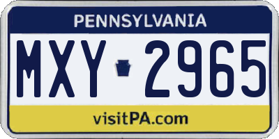 PA license plate MXY2965
