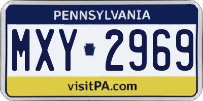 PA license plate MXY2969