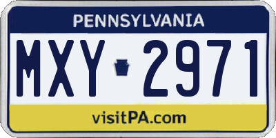PA license plate MXY2971