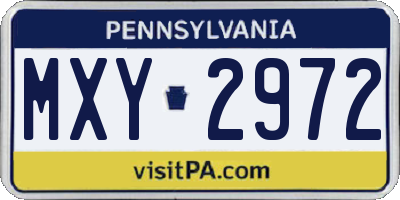 PA license plate MXY2972