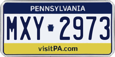 PA license plate MXY2973