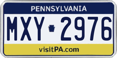 PA license plate MXY2976