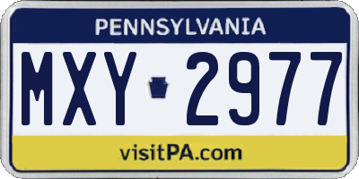 PA license plate MXY2977