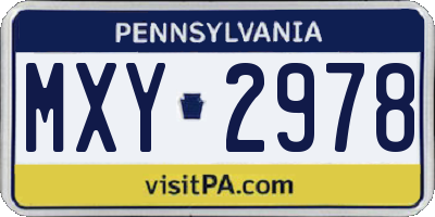 PA license plate MXY2978